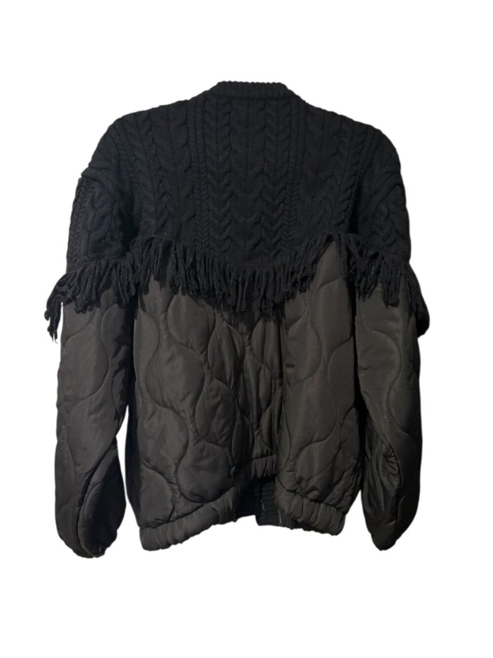 Oliver O Cable Knit Fringe Quilted Jacket - Picture 5 of 9